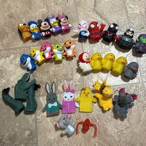 Various sets of finger puppets